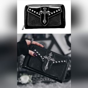 NWOT KILLSTAR Vegan Leather Gothic "Night Queen" Wallet black